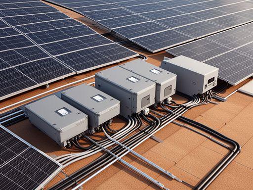 Moderne Solar- und Batteriespeicheranlage in einer Dachtechnik-Ansicht mit ordentlich verlegten Leitungen